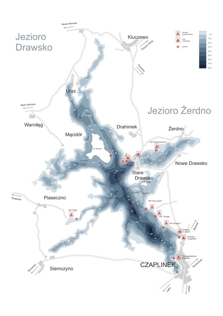 Jezioro Drawsko - mapa jeziora