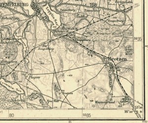 fot. 3 Mapa Tempelburga z linią kolejową Czaplinek - Jastrowie